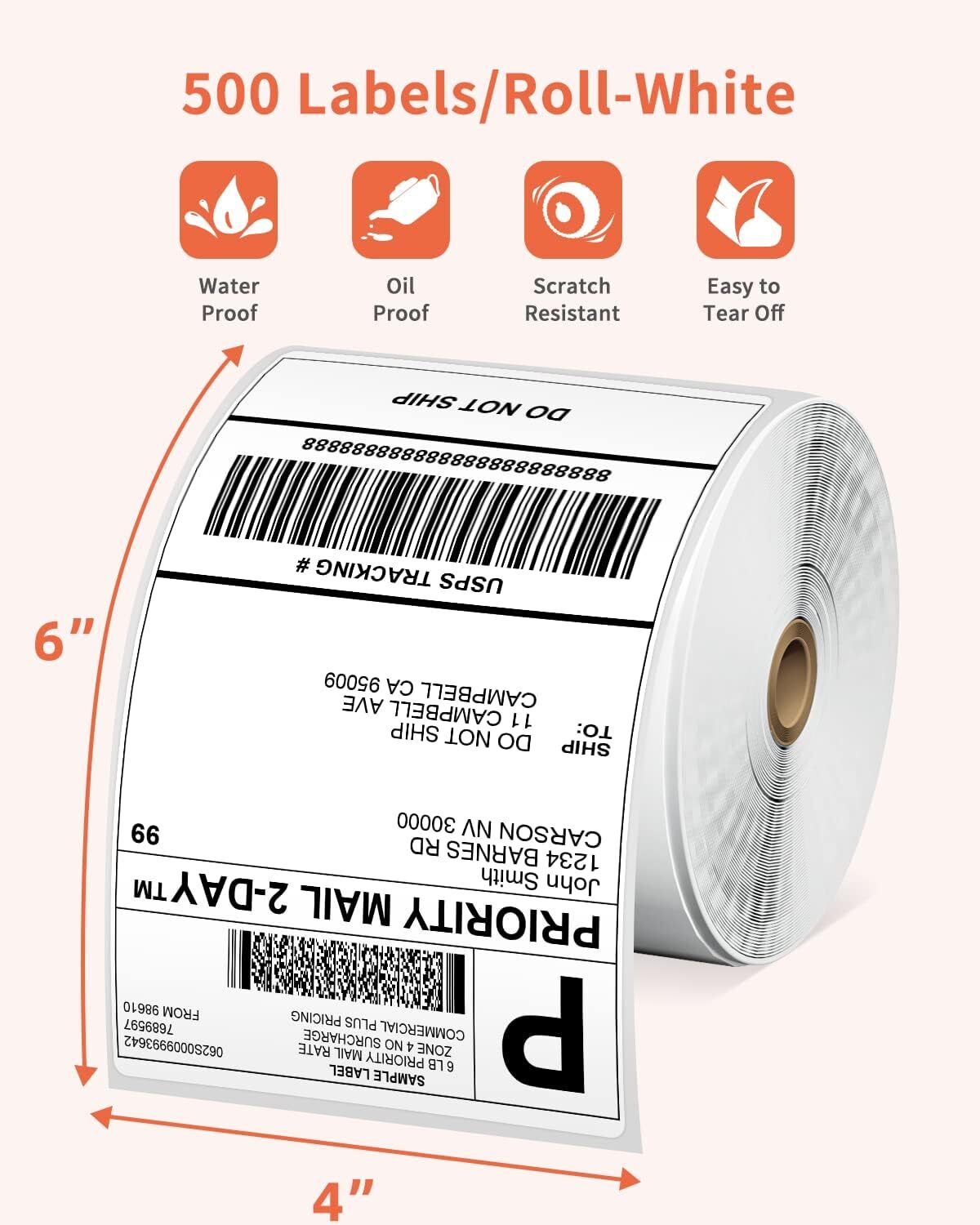250PCS 4″ x 6″ Direct Thermal Shipping Address Sticker Label for Phomemo D450BT