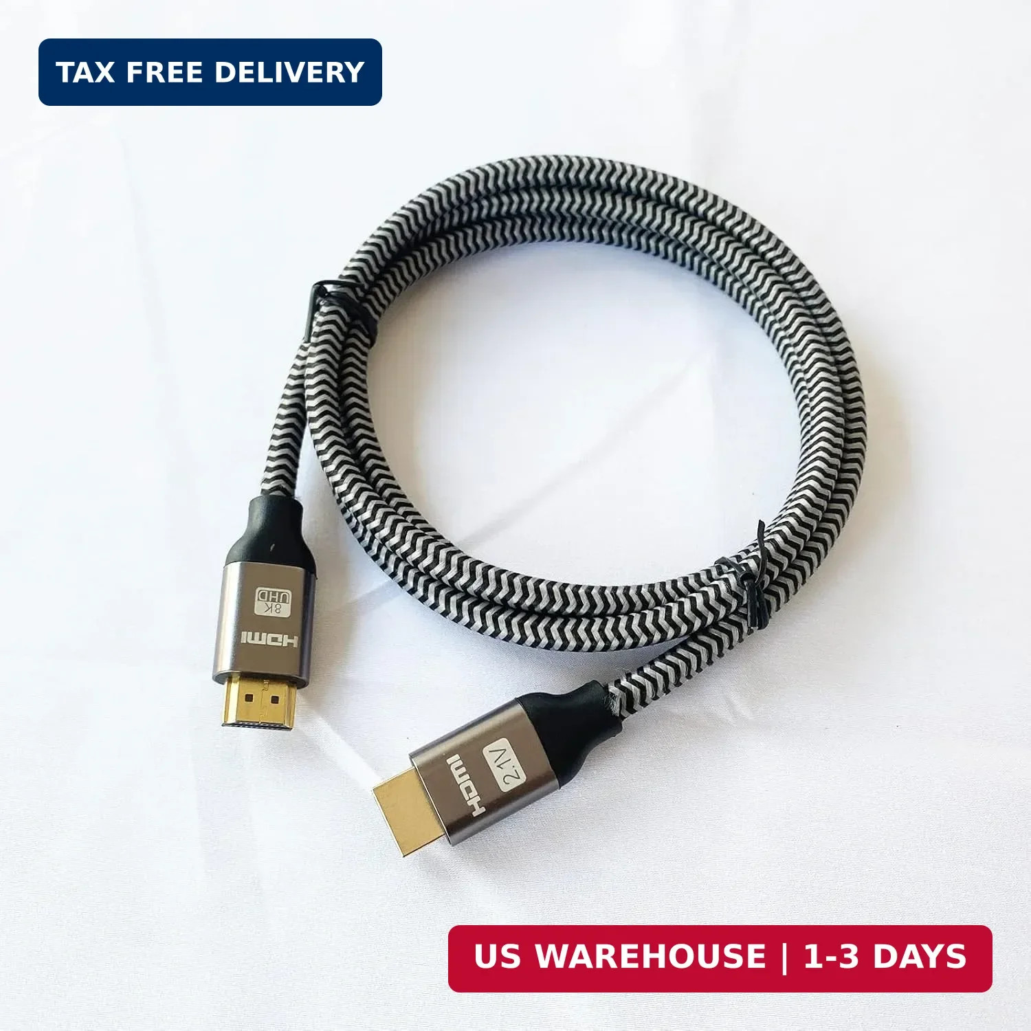 8K HDMI Cable – 6ft/2pack, 8K@60Hz 4K@120Hz HDMI 2.1 Braided Cord, Supports 48Gb