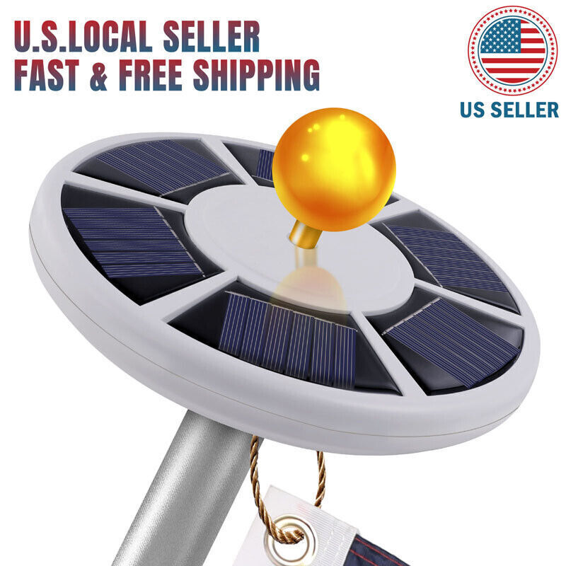 Solar Powered Flag Pole Light 26 LED Auto Active Super Bright Waterproof USA