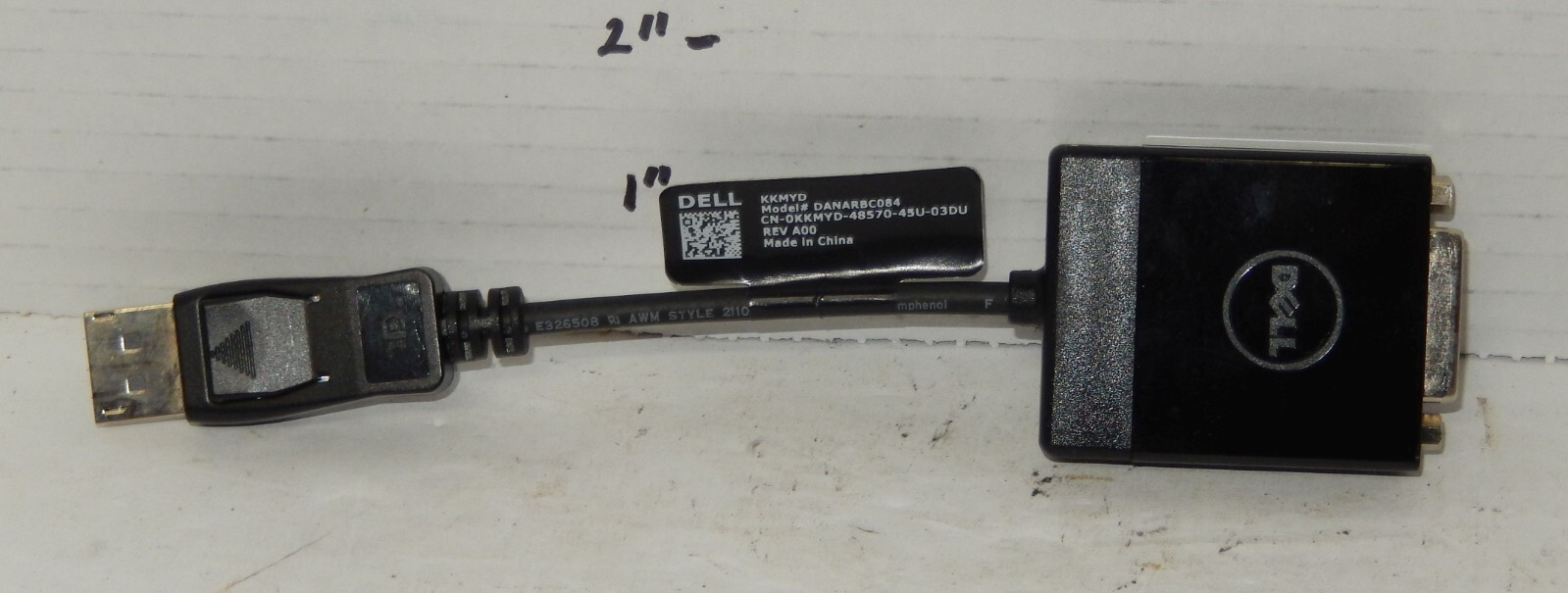 Dell DANARBC084 OEM Display Port Computer Output to DVI Adapter Dongle Cable