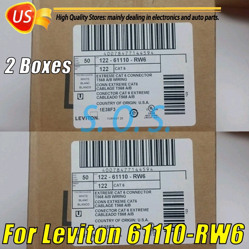 2 Boxes (100pcs) For Leviton CAT6 White Inserts 61110-RW6 – Factory sealed