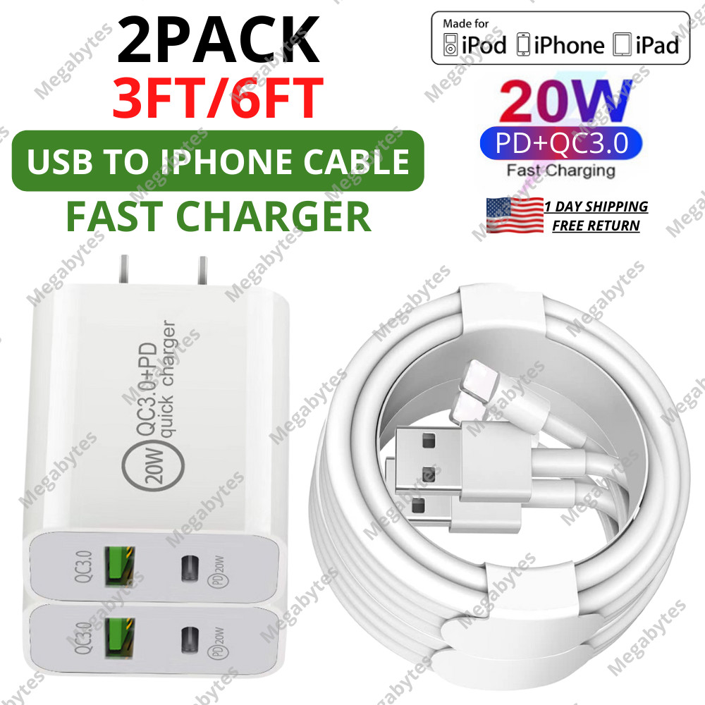 Fast Wall Charger Block For iPhone 13 12 11 8 7 SE XR iPad USB 20W Power Adapter