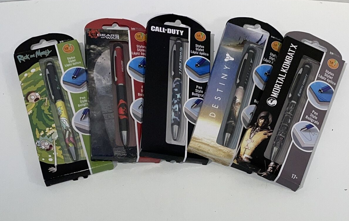 NEW INKWORKS Black Ballpoint BLACK Ink Stylus Pen ~ Varies Cartoon / Video Game