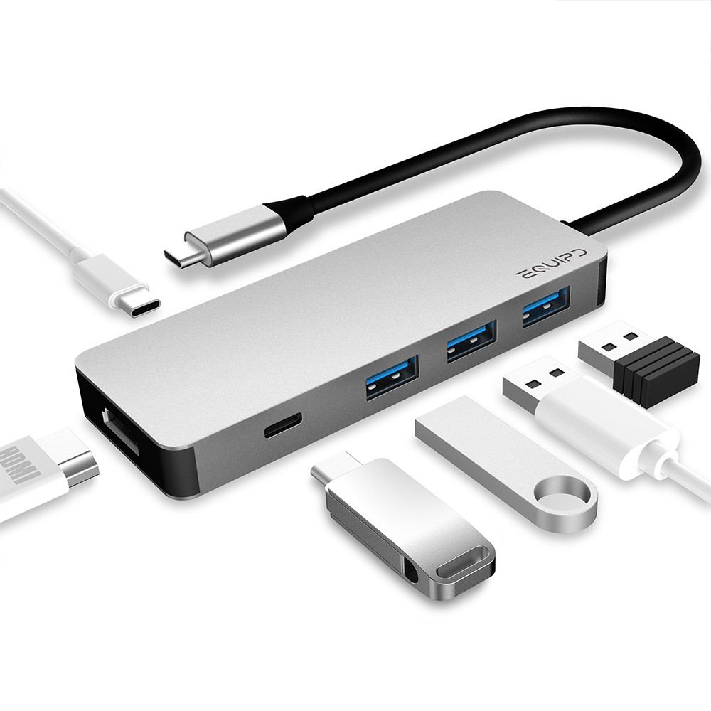 EQUIPD USB C HUB Type-C Adapter 4K HDMI USB 3.0 Charging for Macbook Pro & More