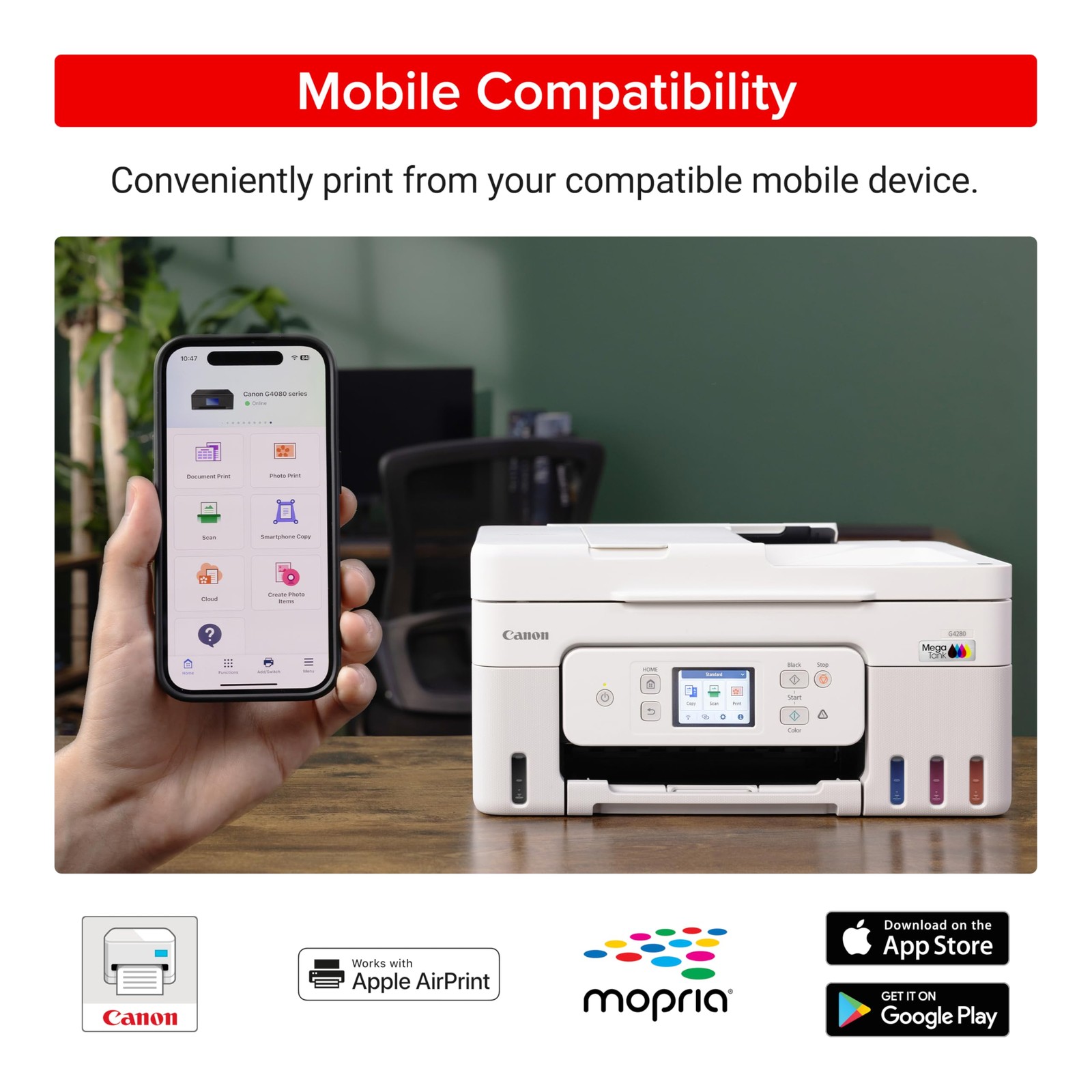 Canon PIXMA G4280 MegaTank All-in-One Printer – Wireless – Color – 4800 x 1200