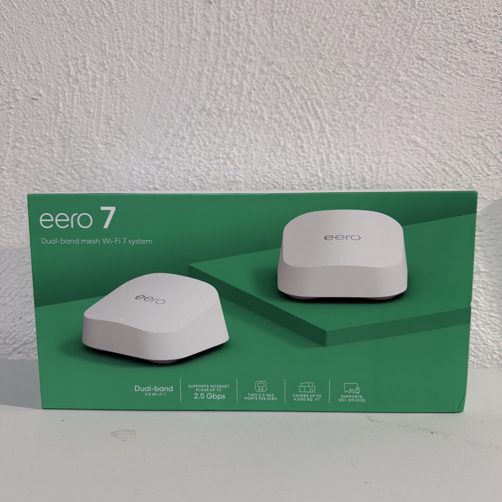 Amazon eero 7 Dual-Band Mesh Wi-Fi 7 System (2-Pack), Up to 2.5Gbps, 4,000 sq.ft