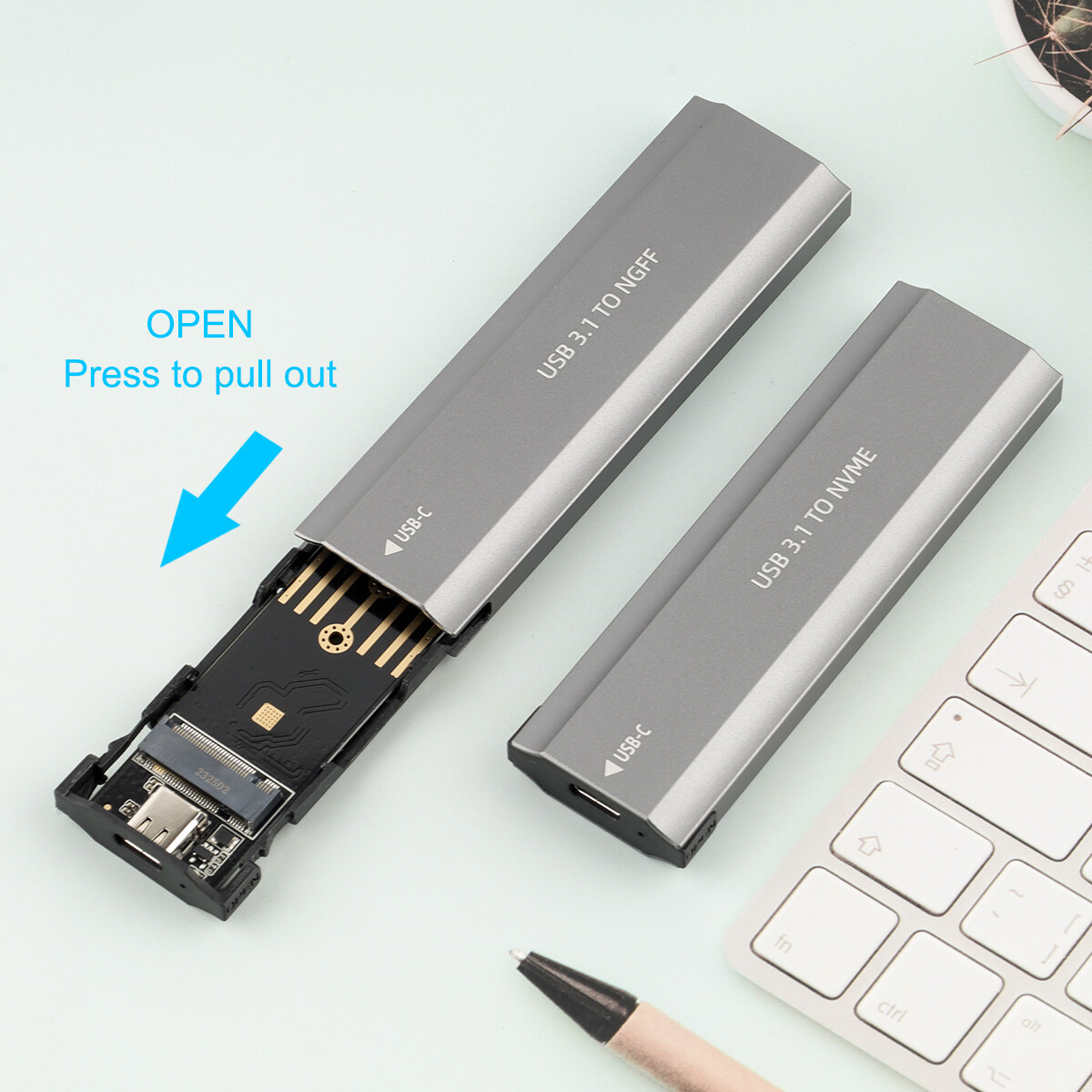 M2 SSD Hard Case NVME NGFF Enclosure M.2 to USB Type C 3.1 GEN2 M Key Adapter US