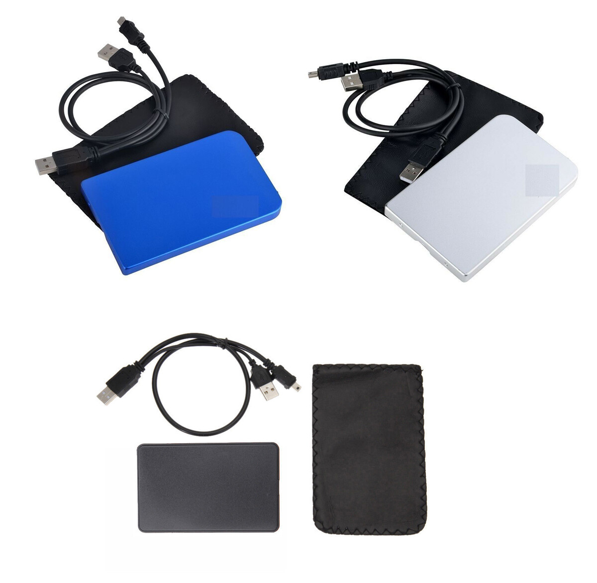 CableVantage 2.5″ Inch Sata USB 2.0 Hard Drive HDD Enclosure Black Blue Silver