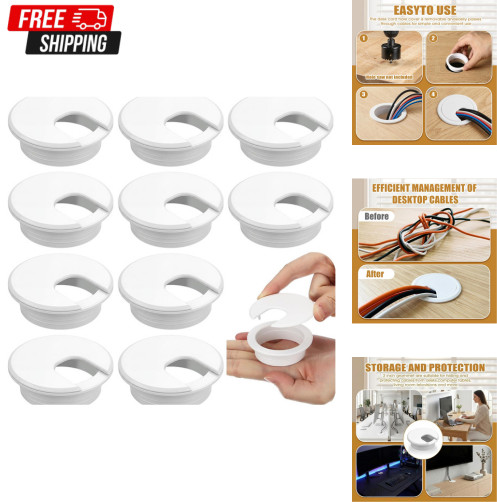 10 Packs Desk Grommet Plastic Cable Hole Cover to Arrange Wires & Cords PC De…