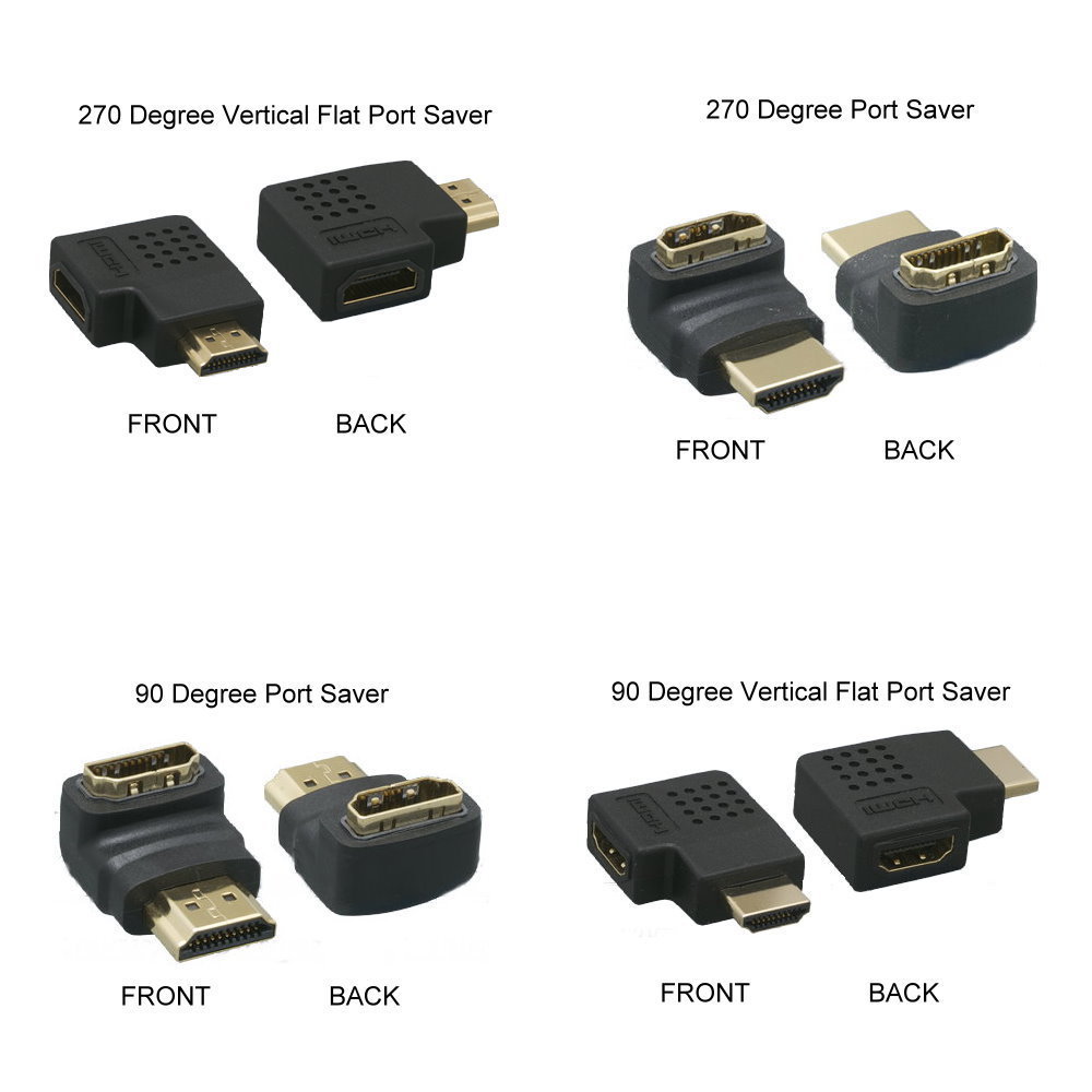 HDMI Male Female Port Saver Adapter Coupler 270° / 90° Degree Vertical Flat HDTV