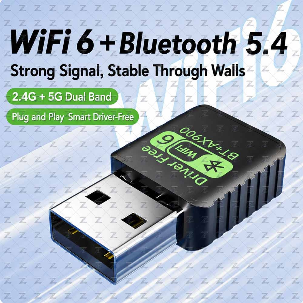 WiFi 6 AX900M Dual-Band USB Adapter with Bluetooth 5.4 2.4G/5G Wireless Card