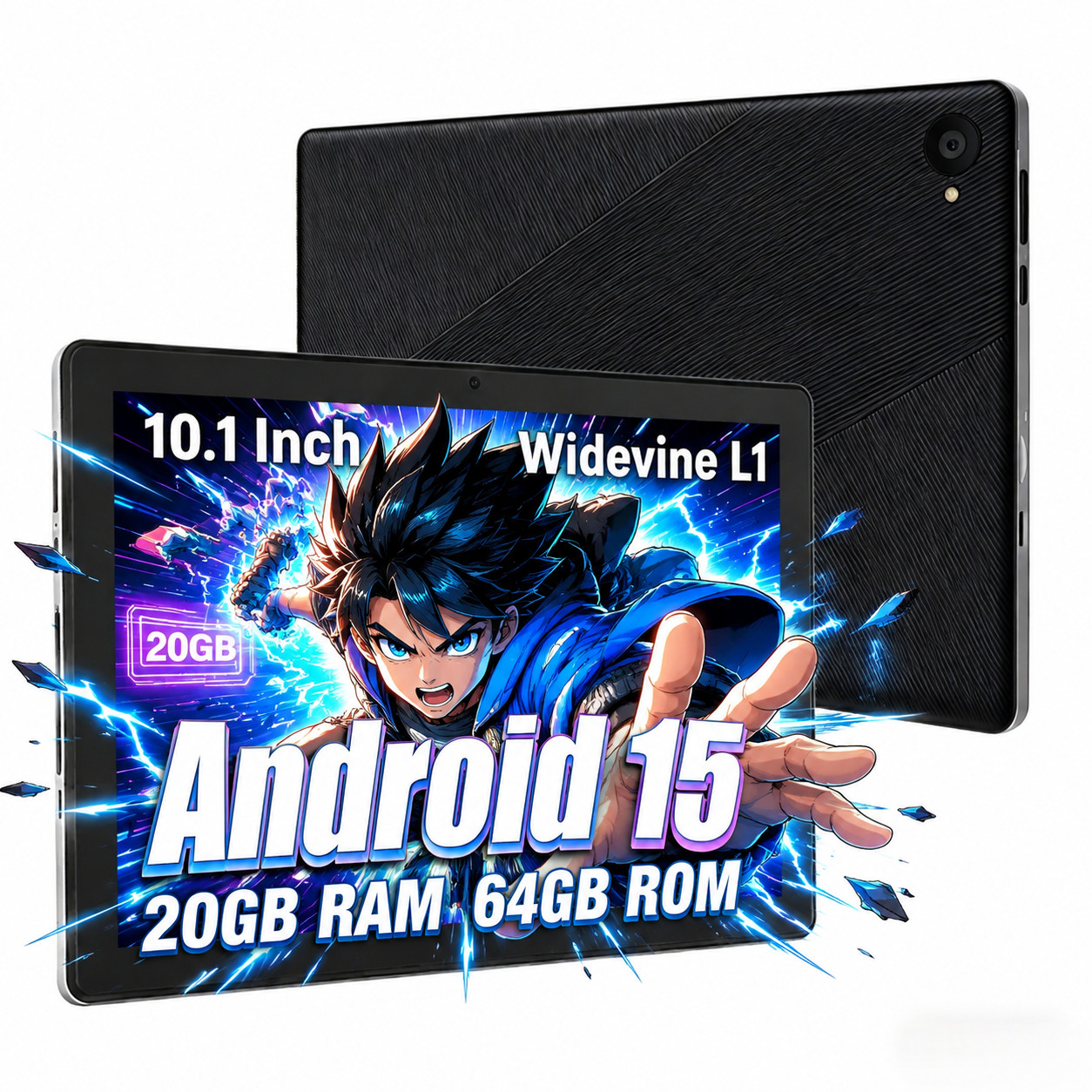 Tablet 10 inch Android 15 Tablet 20+64GB 1280×800 IPS Touchscreen 5000mAh 8-core
