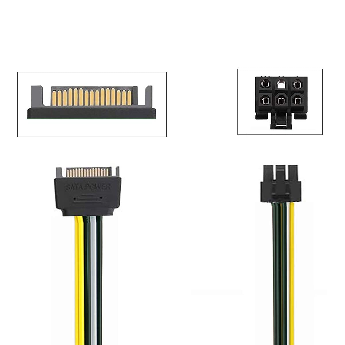 15pin Sata Power To 6pin PCIe PCI
