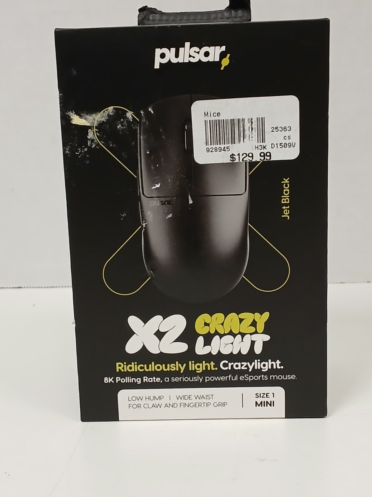 Pulsar X2 Crazy Light Wireless 8K Jet Black Mouse, Size 1 Mini *NO DONGLE/CORD*