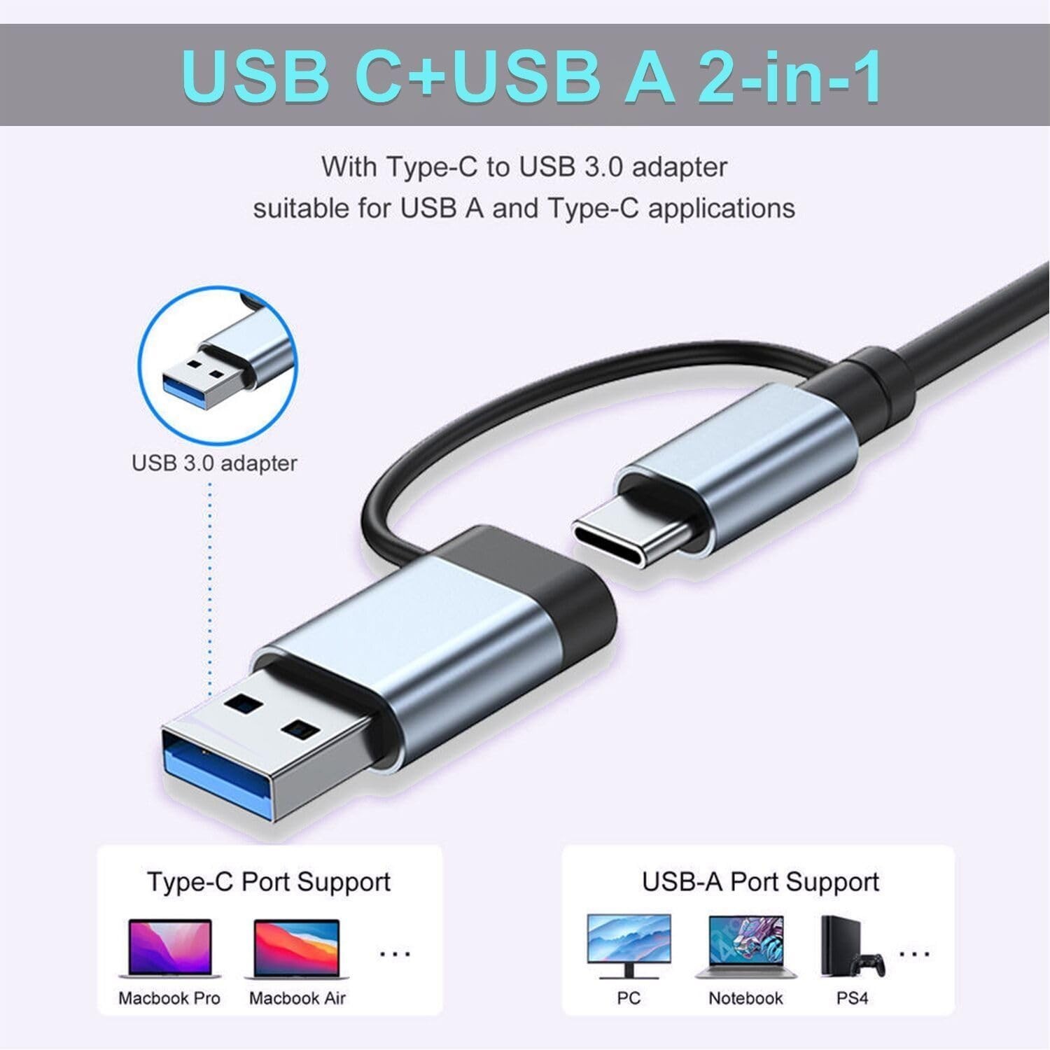 Aluminum USB C Hub with 3.5mm Audio Jack – 8 Ports for Multi-Device Use