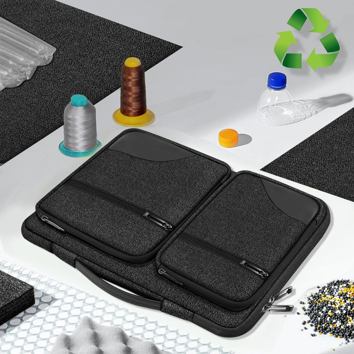 Sleeve for 15 15.6 16 inch Laptop with Handle and Hidden Straps, 360° Protection