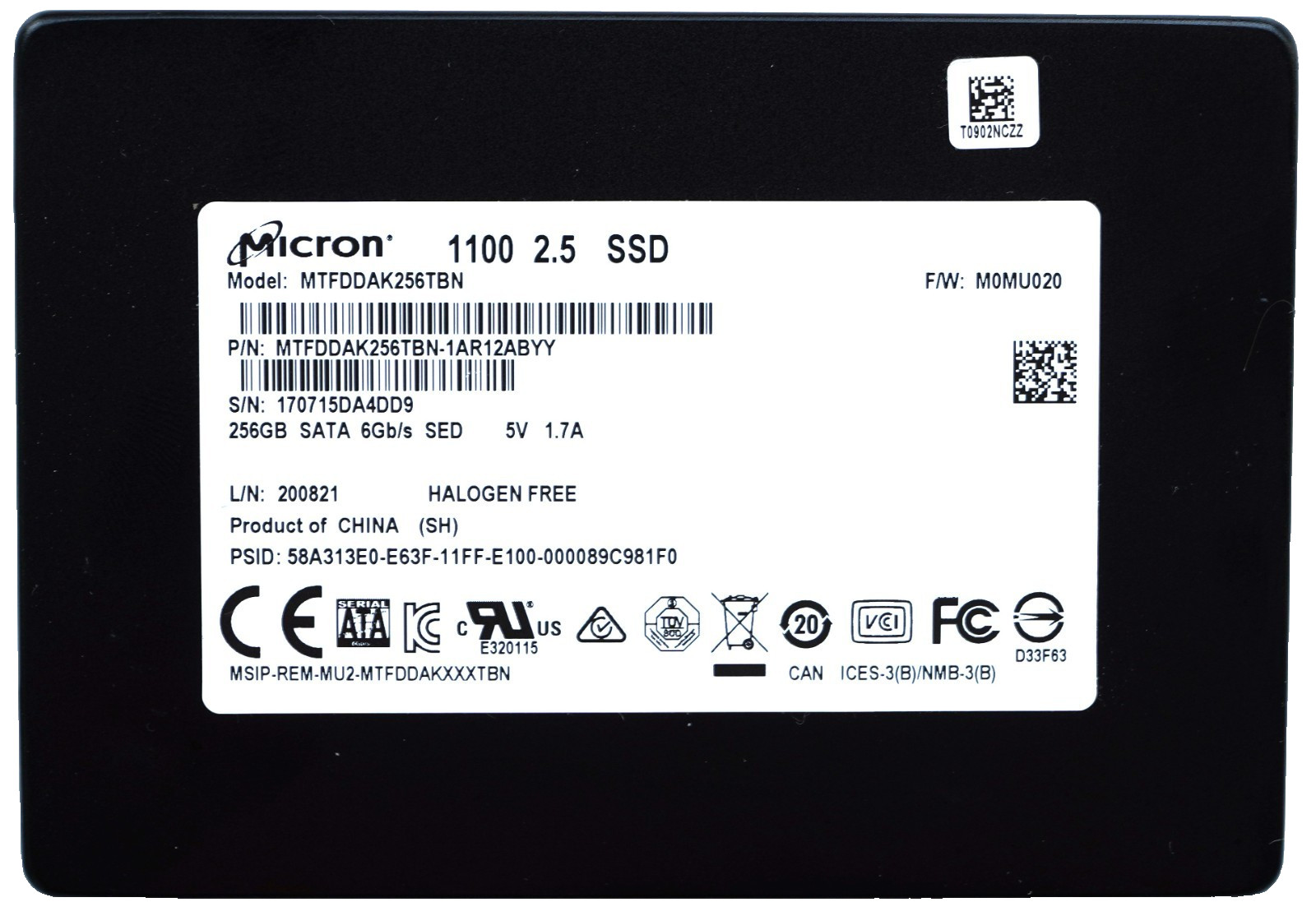 MTFDDAK256TBN-1AR12ABYY OEM For Micron 1100 2.5″ 256GB SATA 6Gb/s SSD