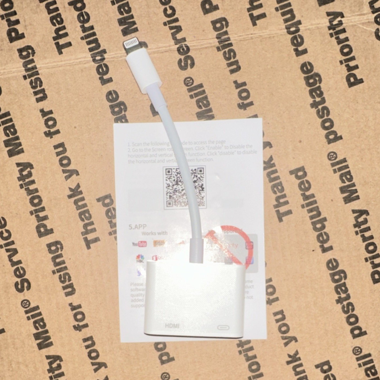 Lightning to HDMI Adapter Converter for Apple Portable White Less Than 1ft Cable