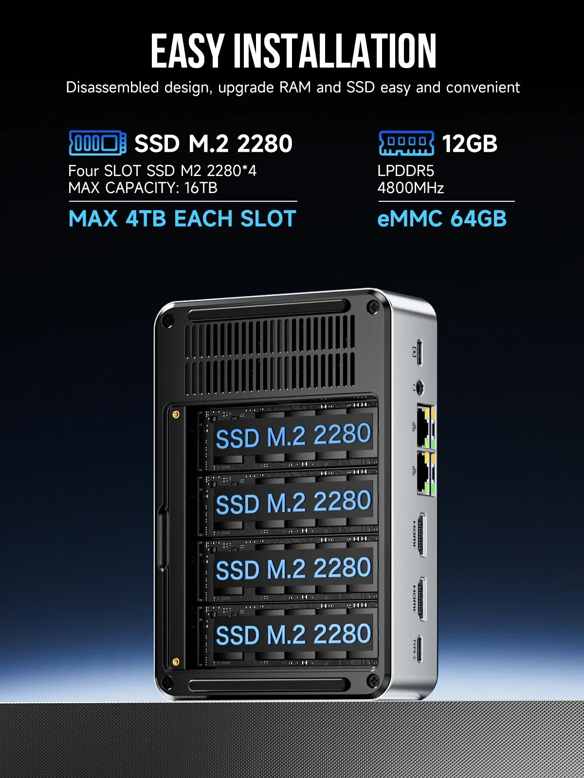 GMKtec NucBox G9 12GB DDR5 64GB eMMC w/ 16TB NVMe Storage