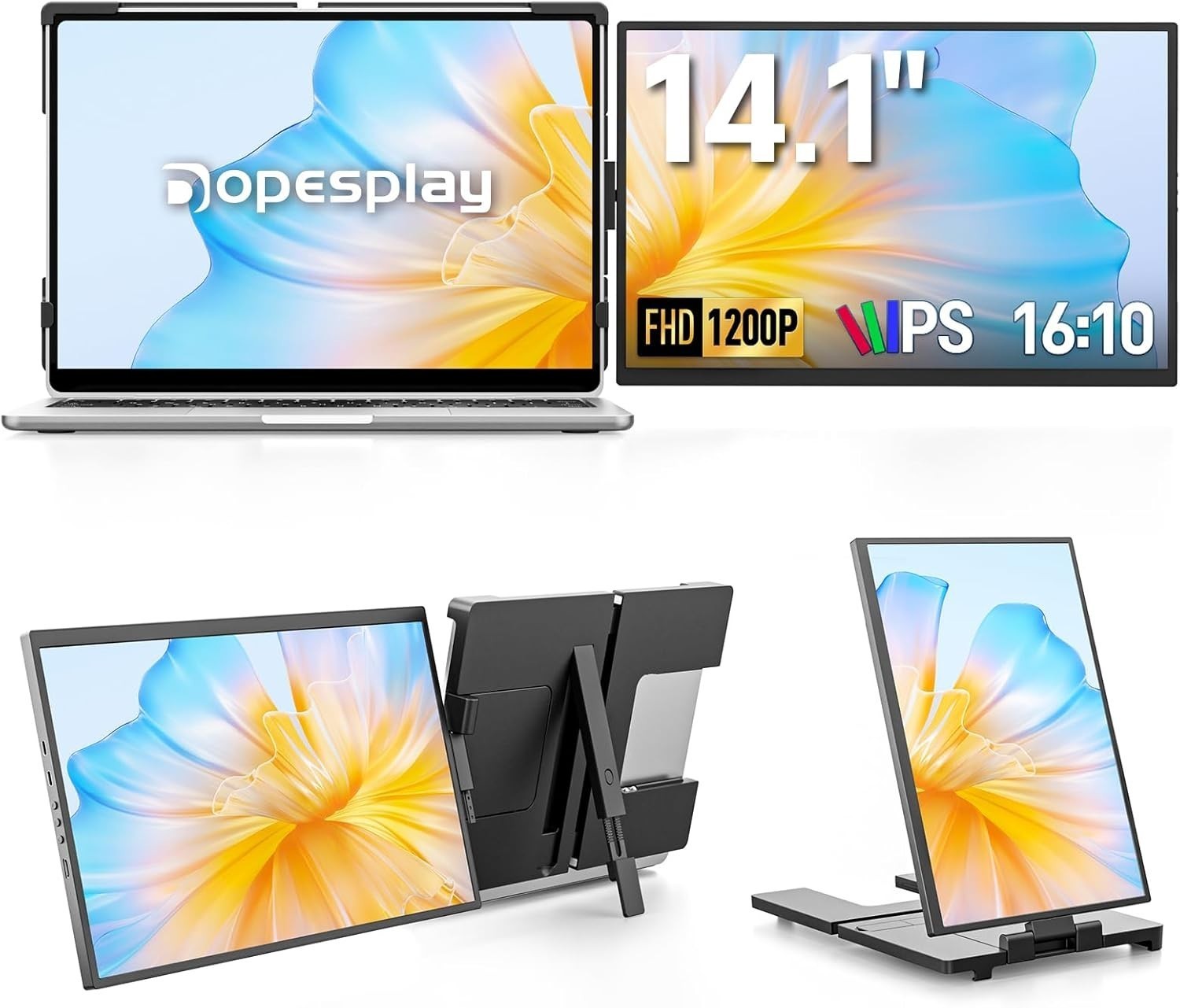 Dopesplay dr145 Laptop Monitor Extension 14 inch 1200P FHD Mac Wins Chrome