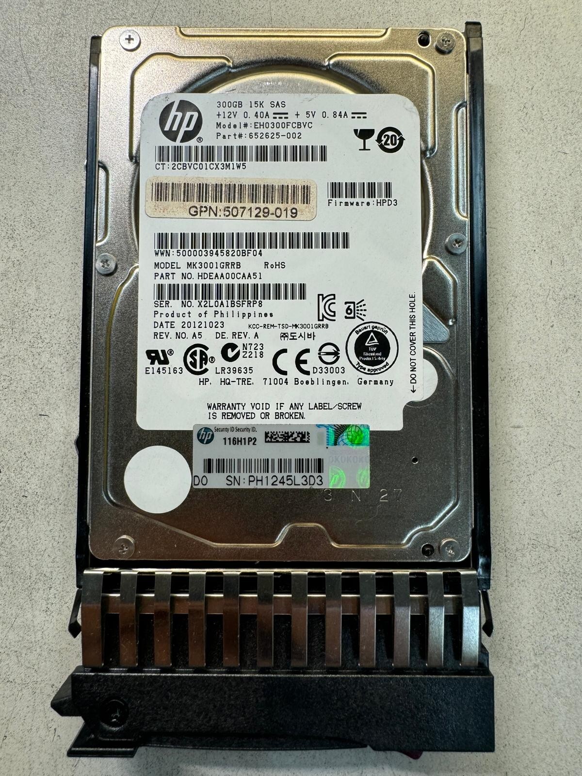 HP 652625-002 EH0300FCBVC 300GB 15K RPM 64MB Cache 6 Gb/s SAS 2.5″ HDD
