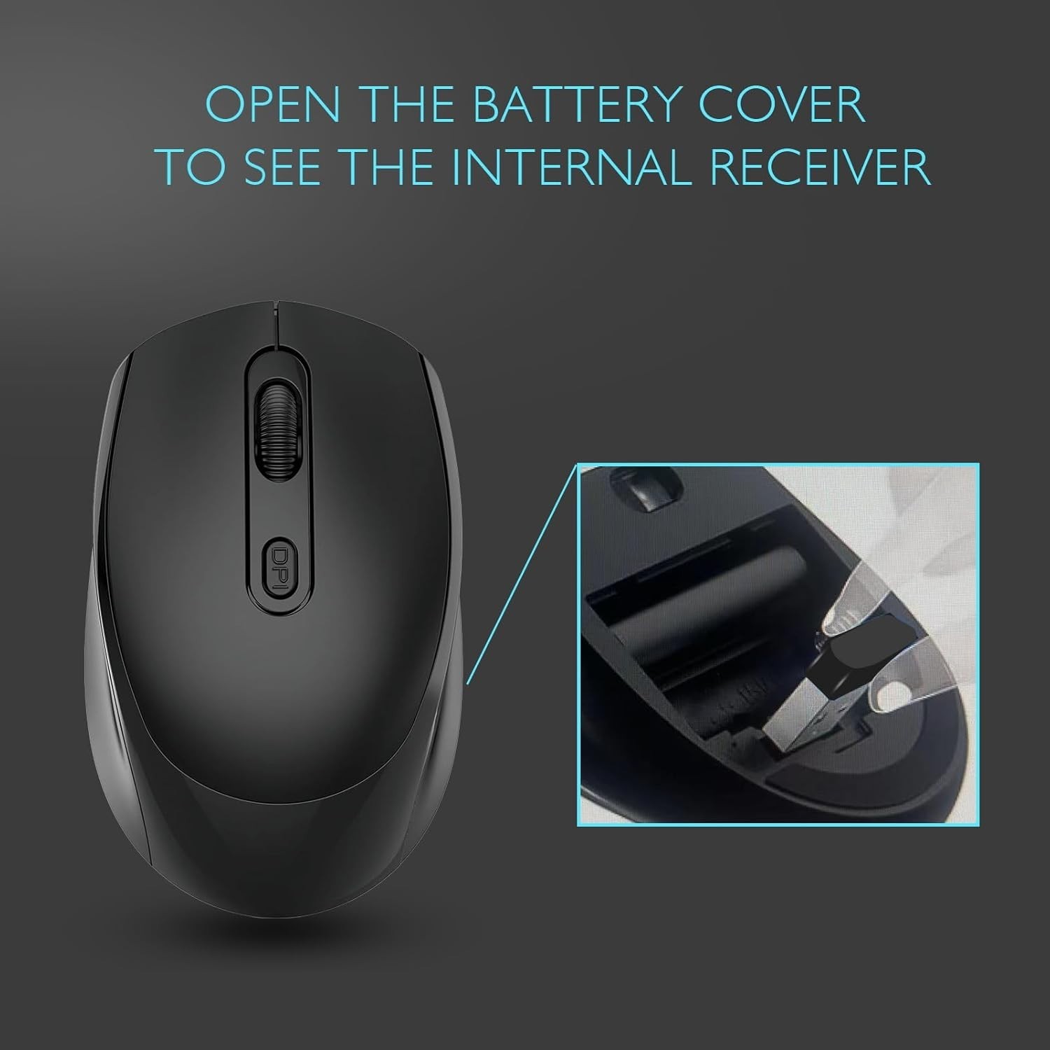 Silent Wireless Mouse with USB Nano Receiver for Laptop, Mac & PC – Black