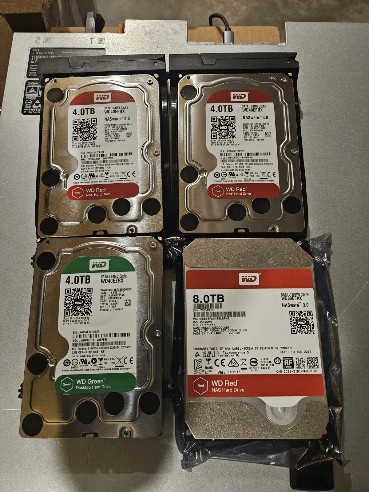 Wd Mix Lot 8tb + 3x 4tb Drives Red Green (20tb Total) wd40ezrx wd40efrx wd80efax