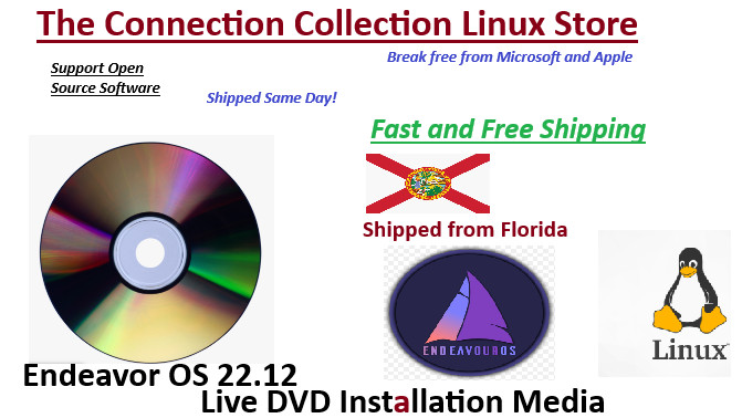 Endeavour OS Cassini 22.12 DVD LIVE/INSTALLER XFCE SAME DAY SHIPPING FROM FL USA