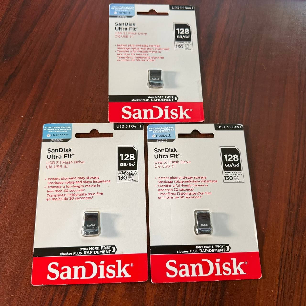 LOT OF 3 – SANDISK Ultra Fit 128GB USB 3.1 Flash Drive – Black