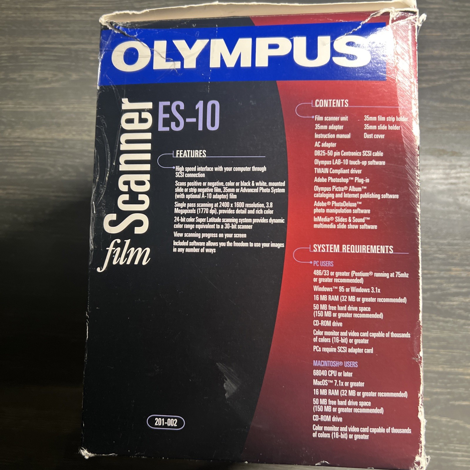Olympus ES-10 Film Scanner Parallel Vision W/Cords & Slide Holder New In Box