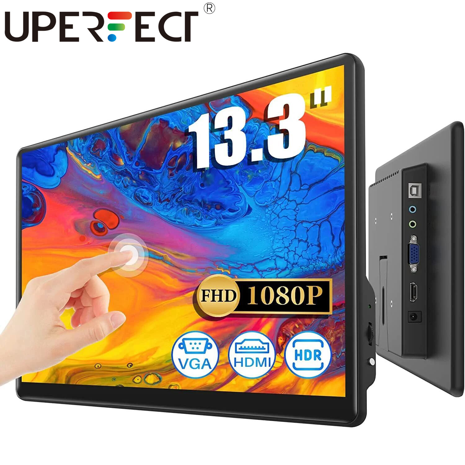13.3″ 1920×1080 Touchscreen USB C Monitor Portable Monitor Display VGA HDMI