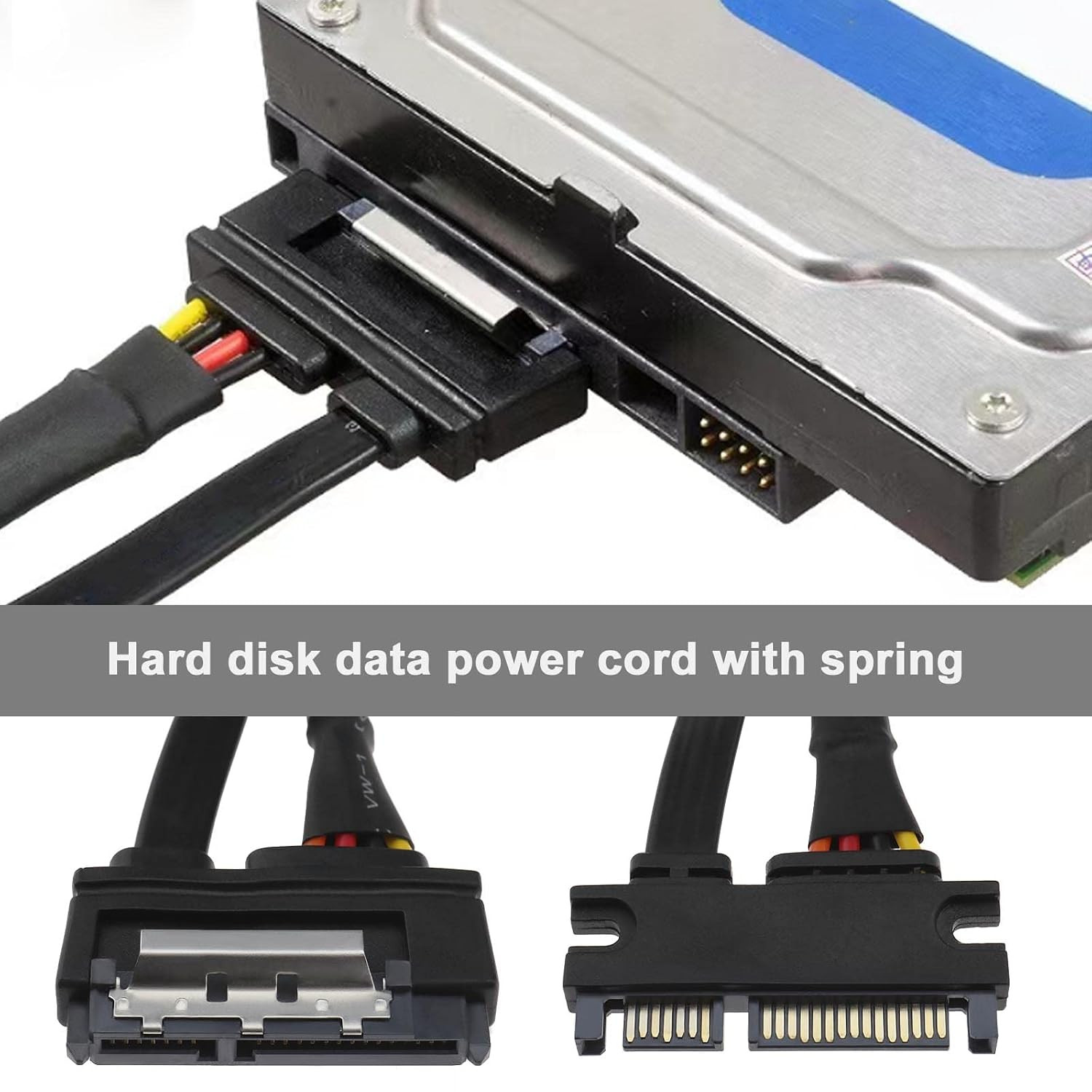 Ecsing 22 Pin SATA Power Extension Cable 7+15 Male to Female Data Cable with Loc