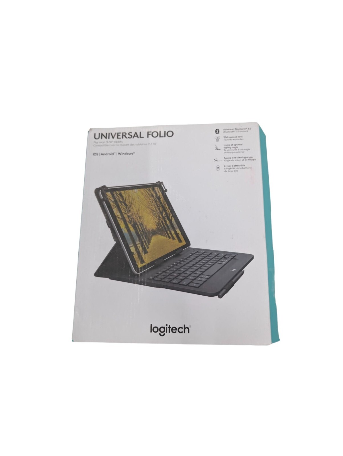 Logitech Universal Folio Keyboard Case For 9-10″ Tablets IOS Android Windows