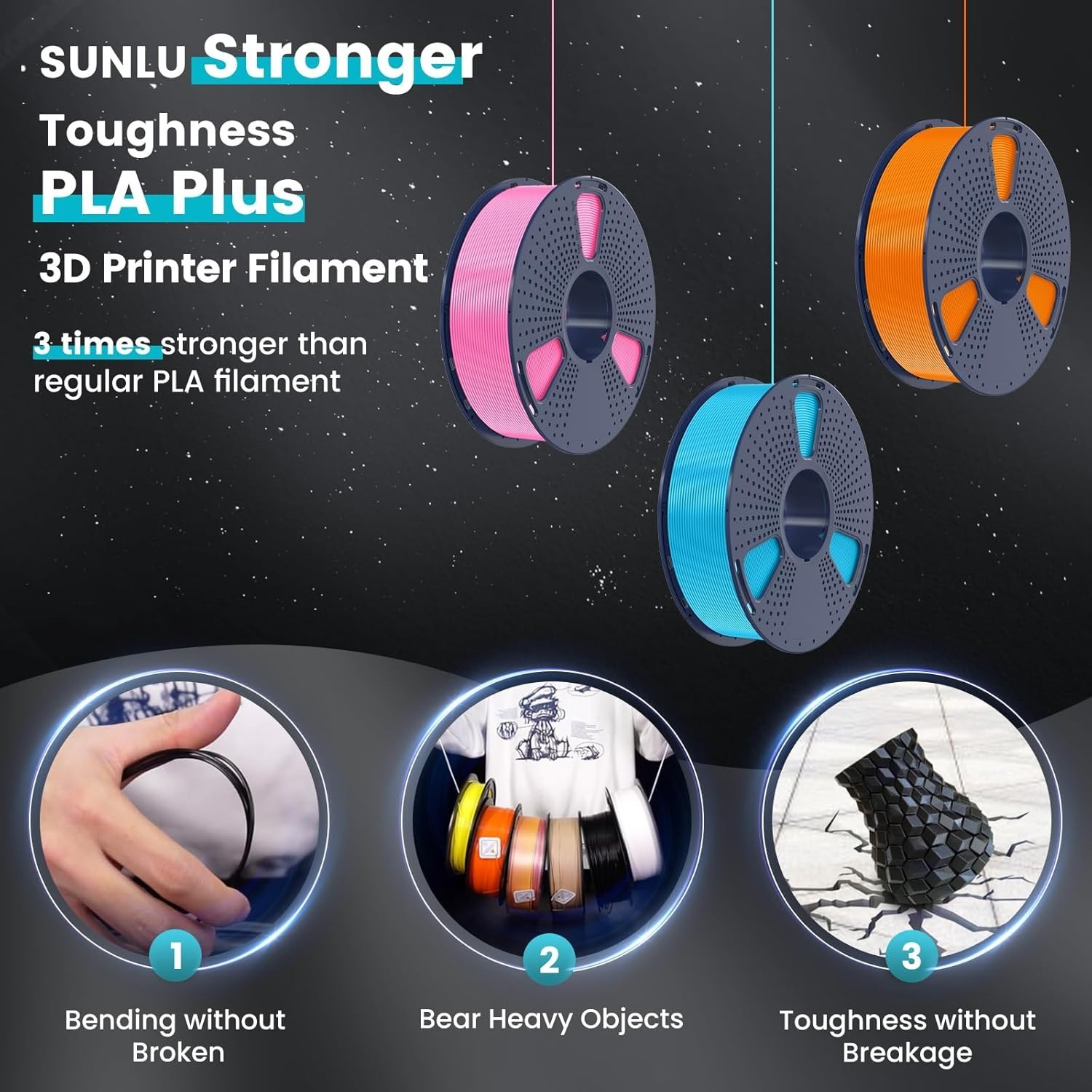 PLA+ Filament Bundle, Christmas Gift, 3D Printer Filament Bundle Multicolor, …