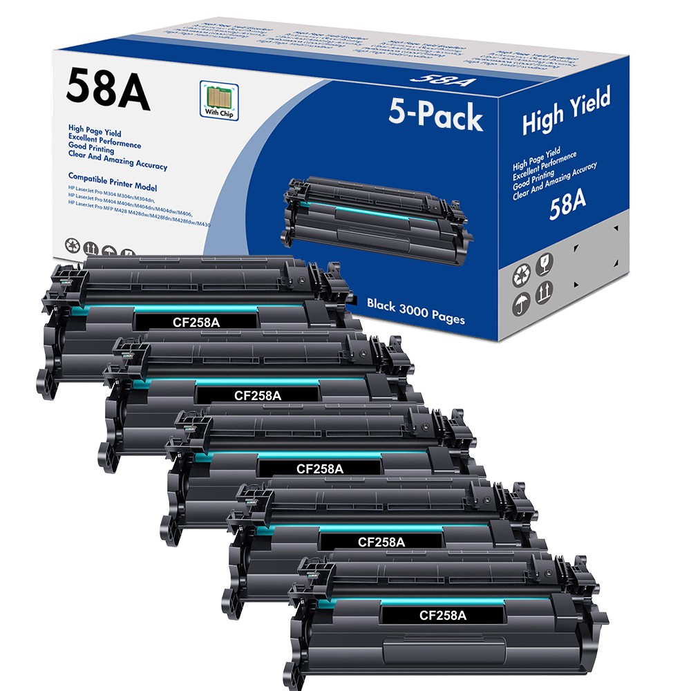 5x 58A With Chip Toner for HP CF258A LaserJet Pro M304 M304n M304dn M404dw M430