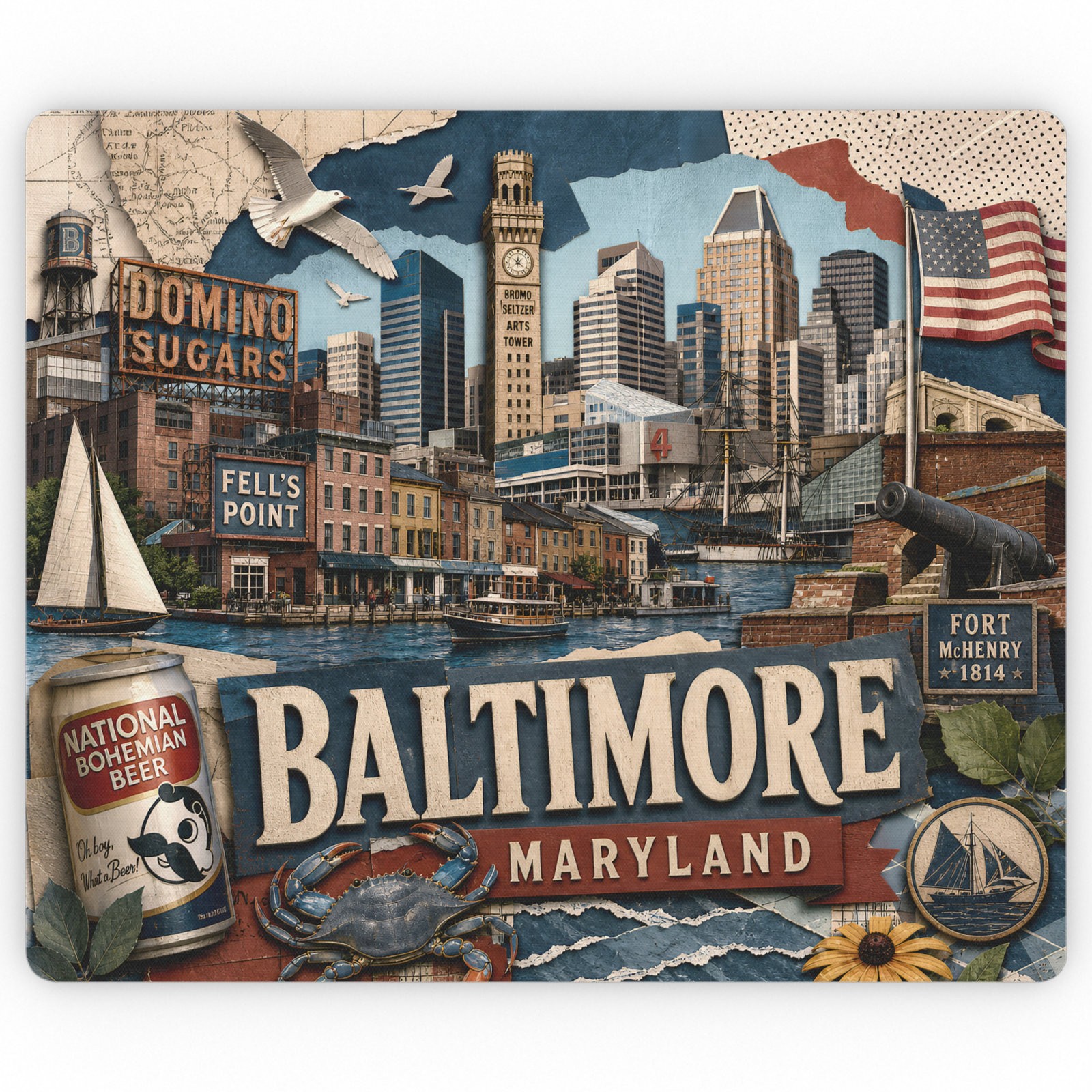 Buffalo New York Mouse Pad Skyline Harbor Rubber Desk Mat Souvenir Gift