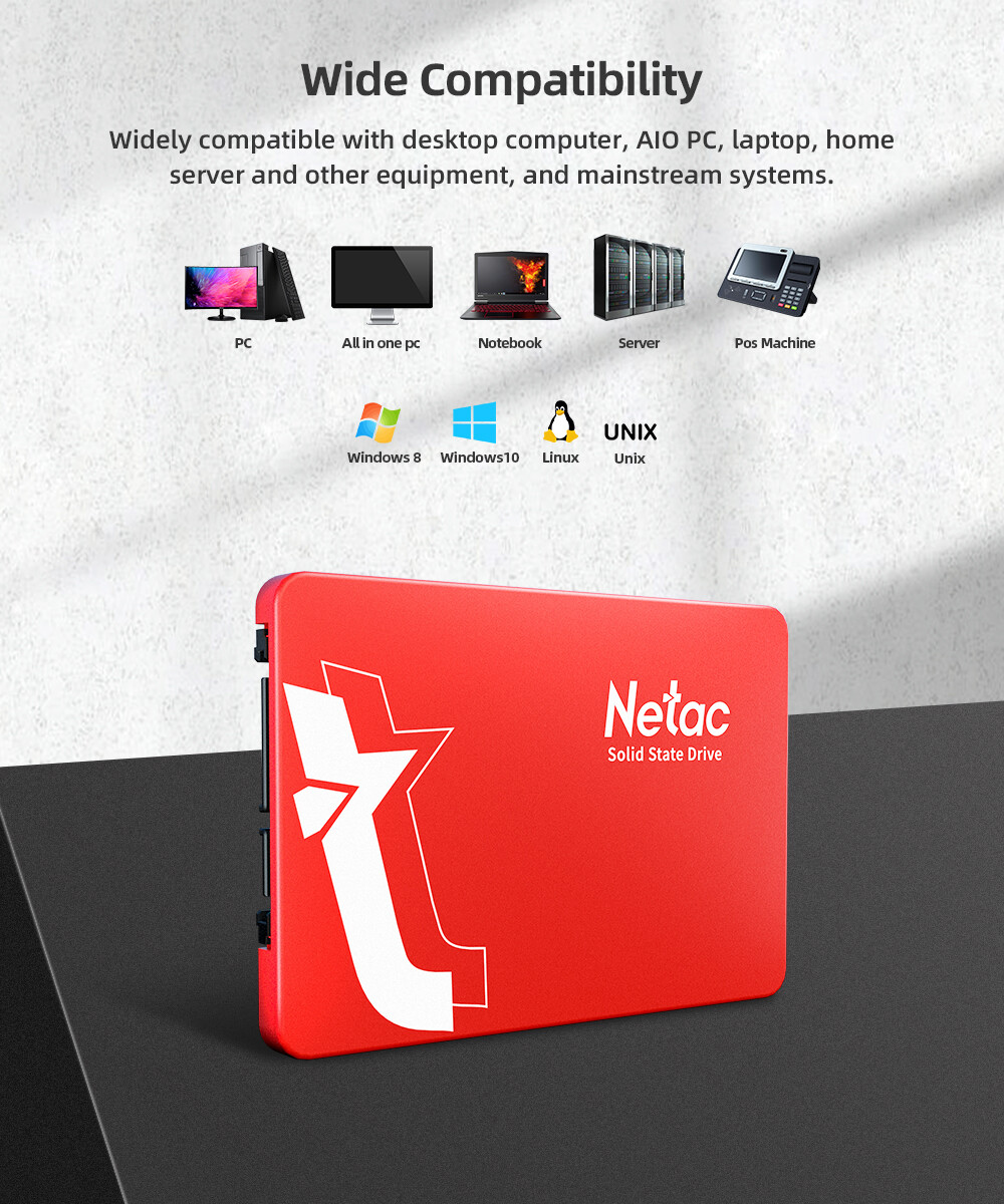 Netac 120GB 256GB 512GB SSD 2.5″ SATA III 6GB/s Internal Solid State Drive lot