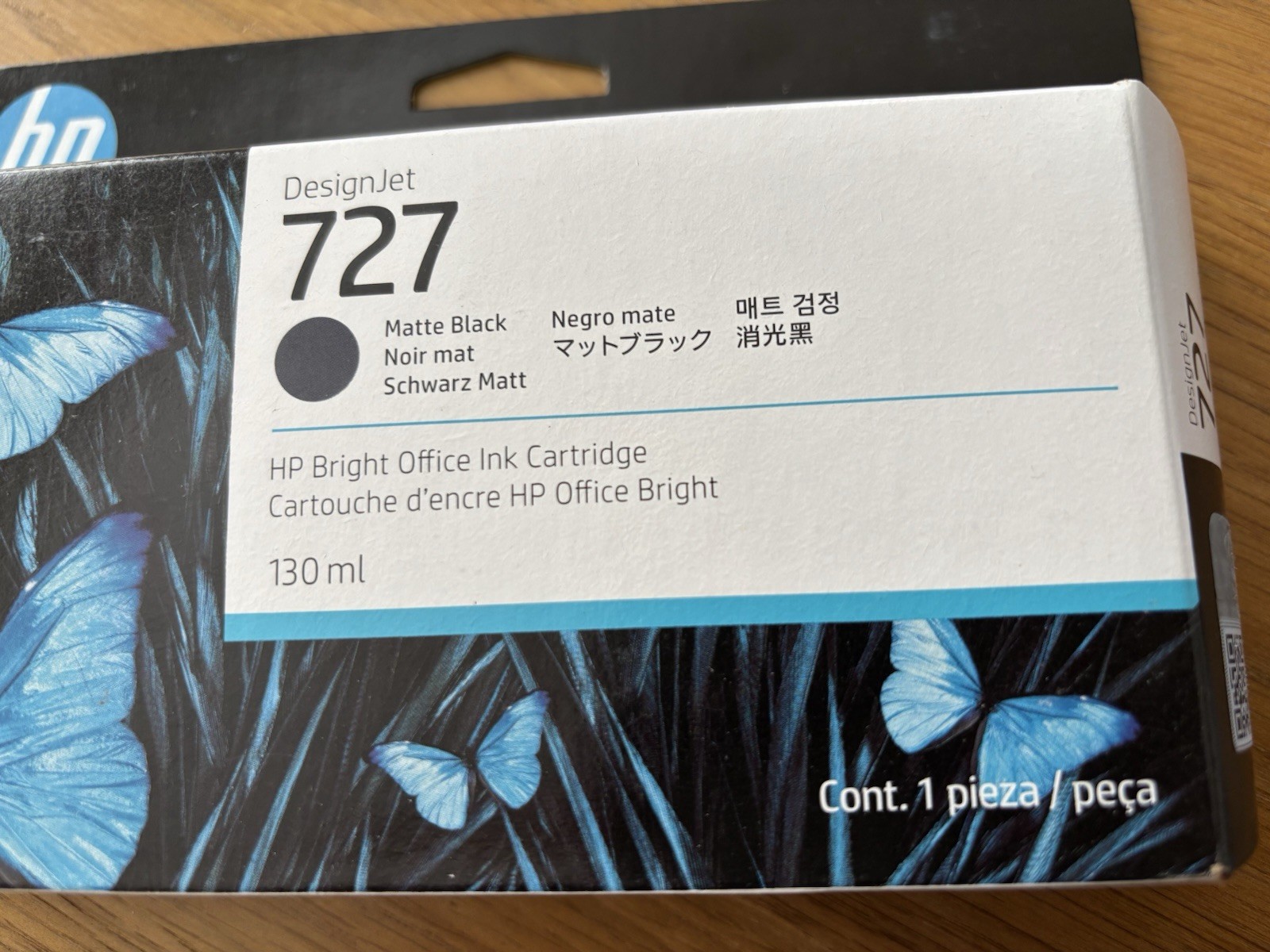 HP 727 Matte Black Original B3P22A DesignJet 130ml Ink Cartridge – Unopened NEW!