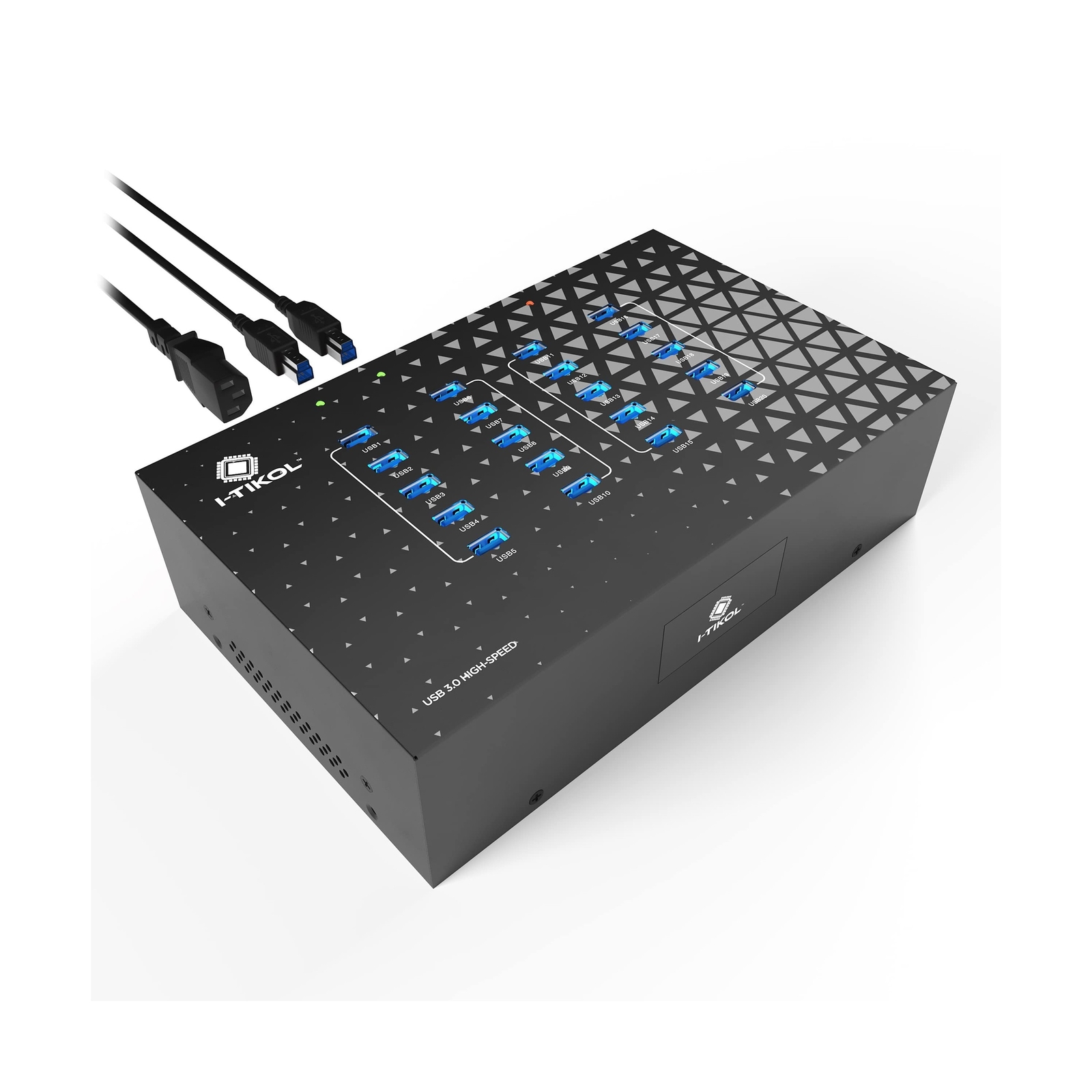 Powered USB Hub – 20 Port USB 3.0 Hub – 5Gbps Sync & High-Speed Data Trans