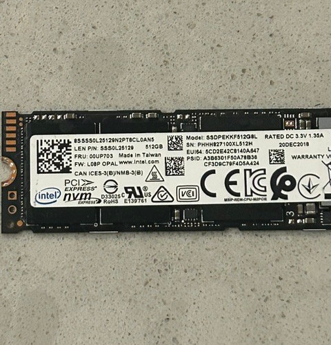 INTEL 512 GB NVMe SSD, MODEL SSDPEKKF512G8L 512GB OPAL SED