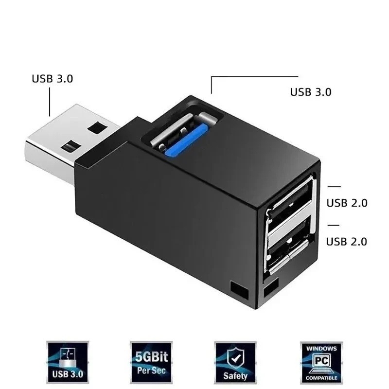 3 Port USB 3.0 Hub Portable High Speed Splitter Box For PC Notebook Laptop lot
