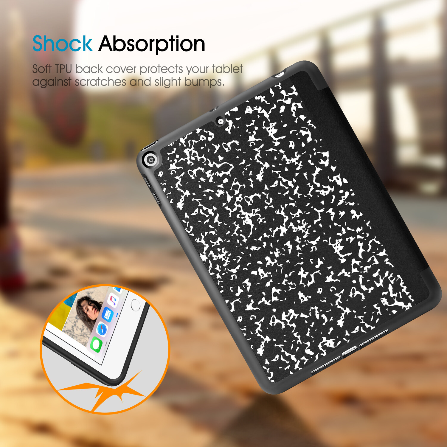 Slim Case Soft TPU Back Cover w/Pencil Holder for iPad Mini 5th Auto Wake/Sleep