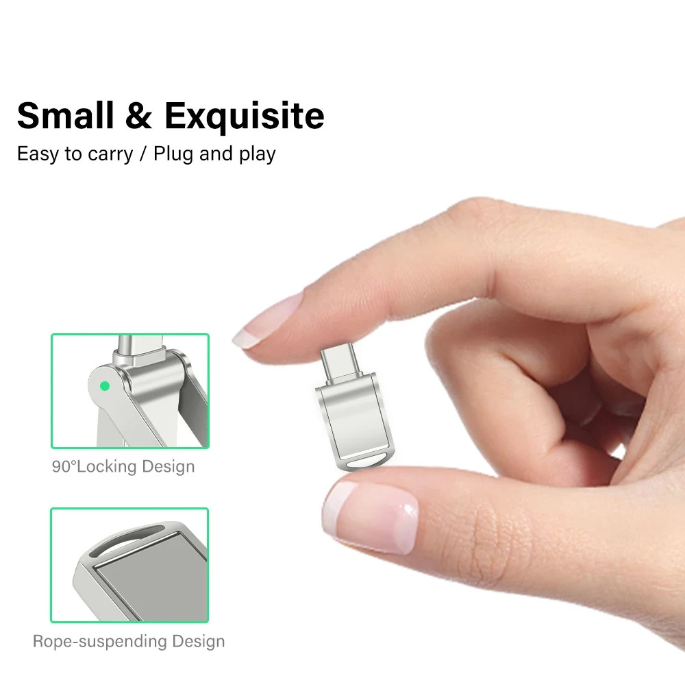Metal USB Flash Drive 4GB 8GB 16GB Type-C OTG USB 2.0 Memory Stick Mini Pen