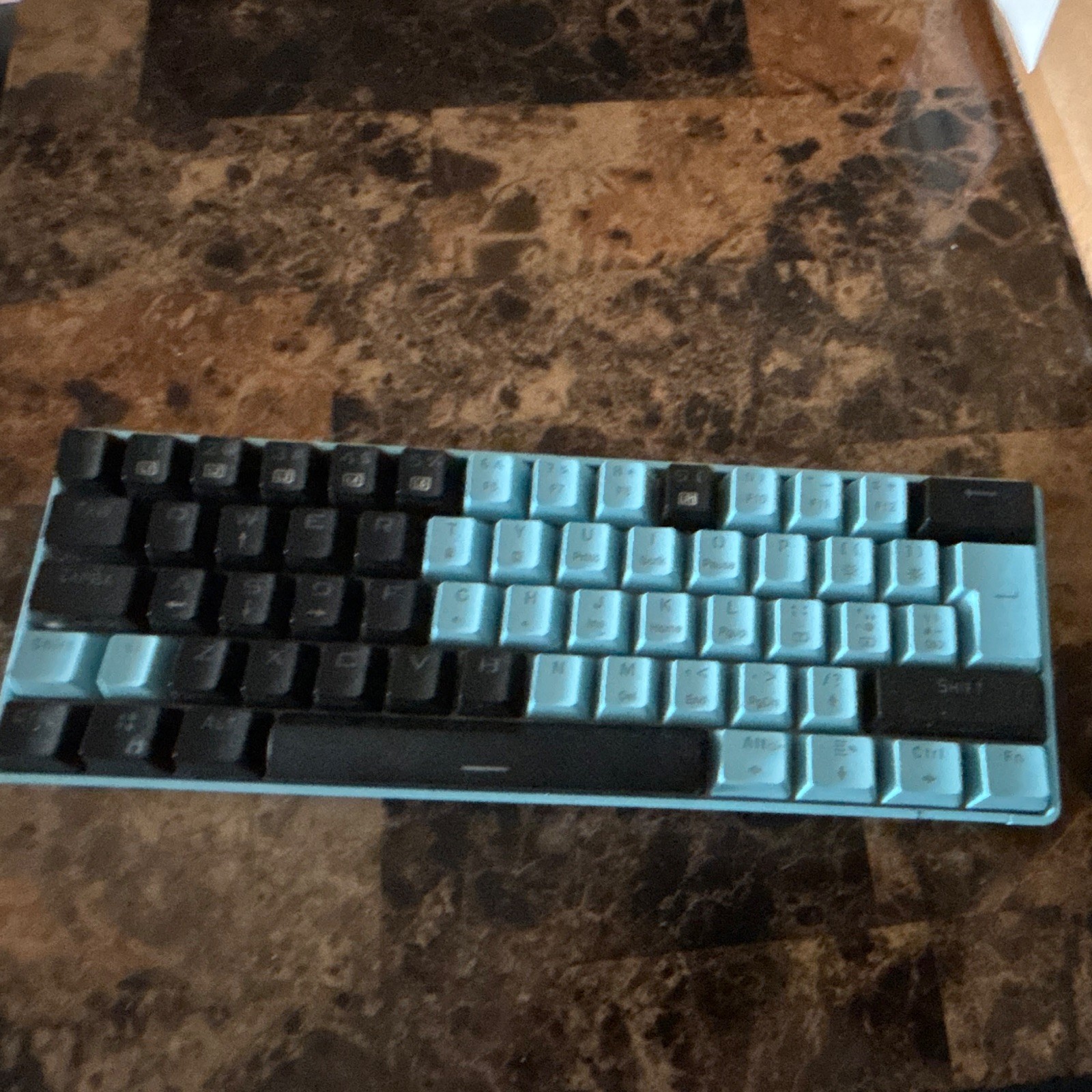 Compact English QWERTY Standard Keyboard, Black & Blue Keycaps