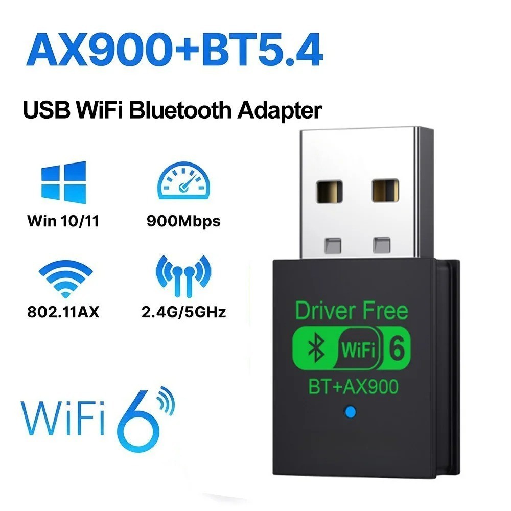 WiFi 6 USB Adapter AX900 Dual Band 2.4G/5GHz BT 5.4 Dongle for PC Win10/11 USA**