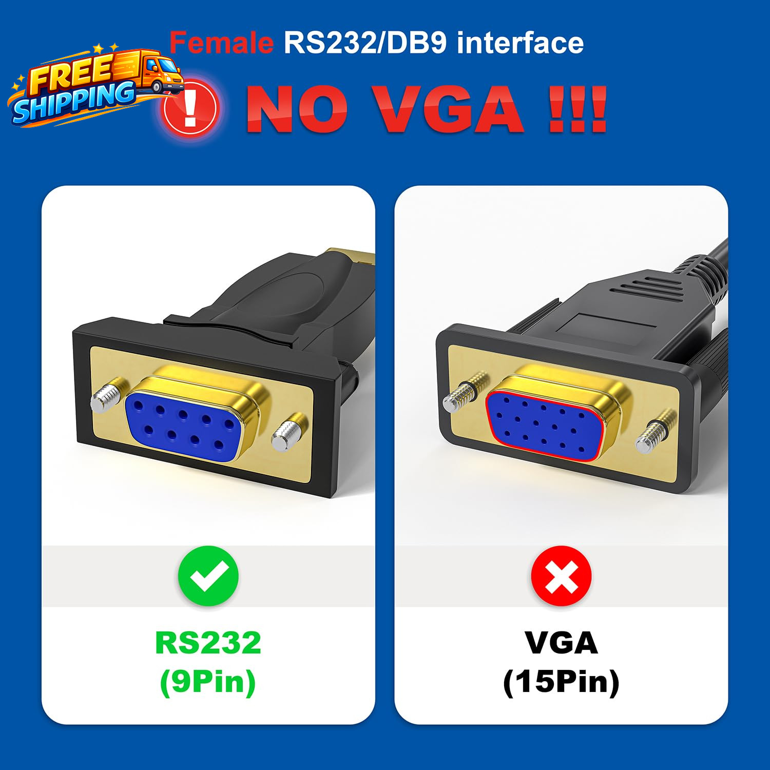 USB to RS232 Serial Adapter with FTDI Chipset USB 2.0 to Female DB9 Serial