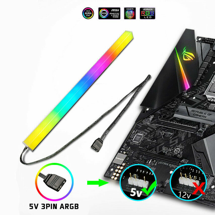 30cm 5V 3Pin ARGB LED Lamp Bar PC Computer Case Aluminum Magnet Chassis Light