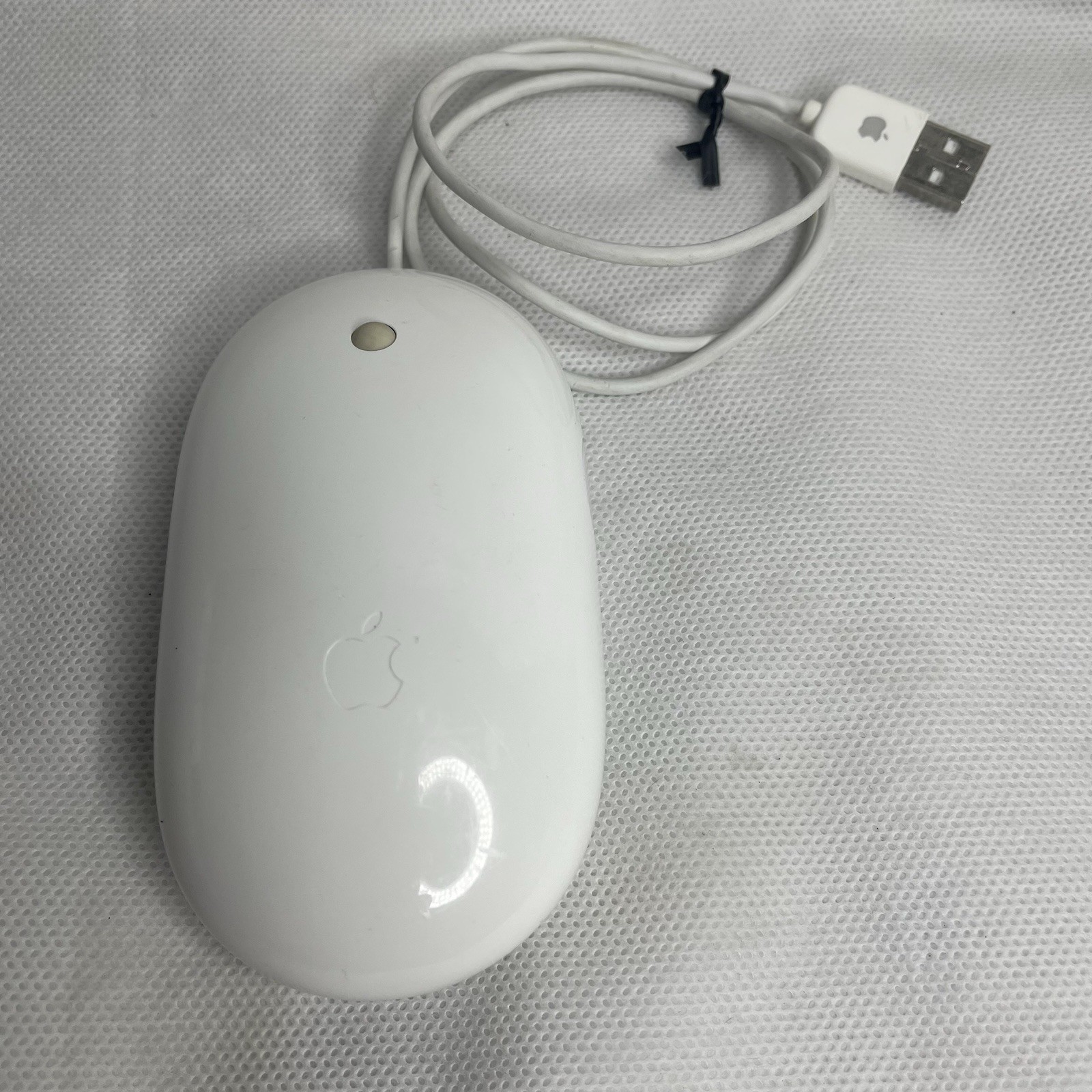 Official Apple A1152 Wired USB Mighty Mouse Glossy White Scroll Ball Tested