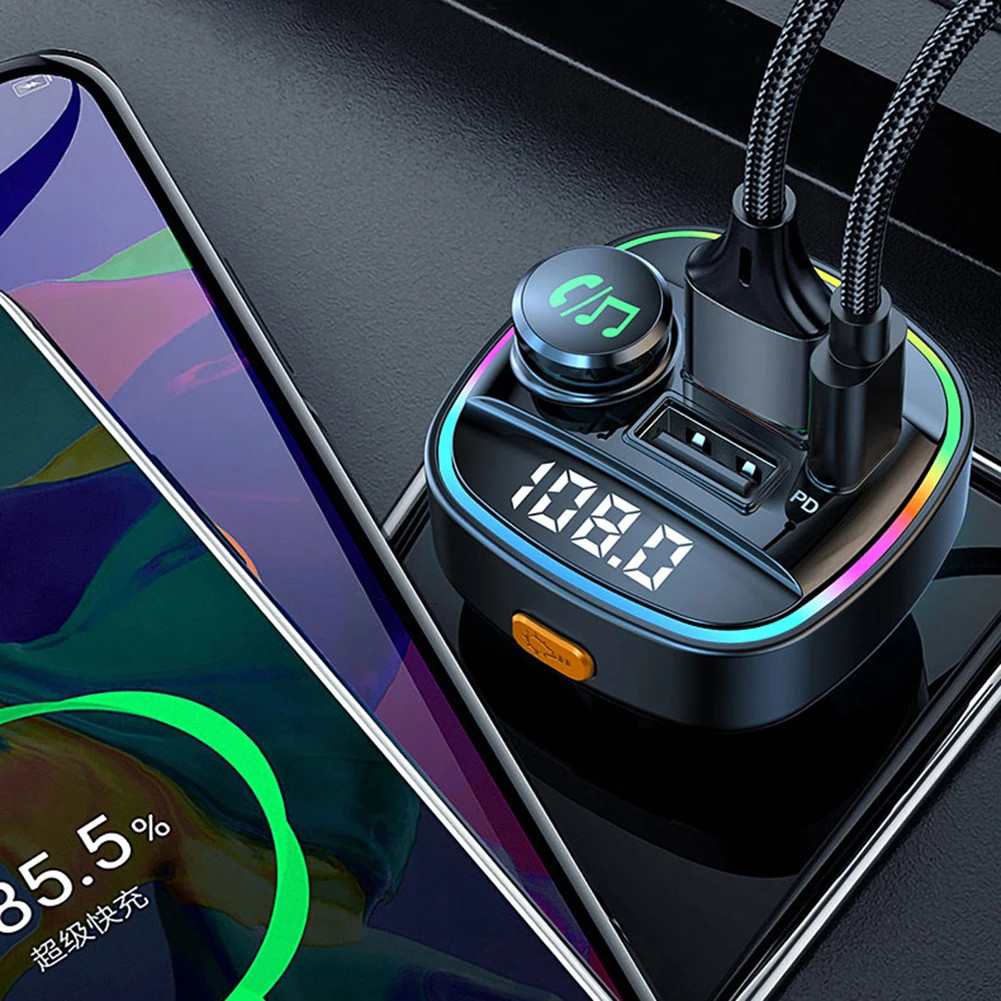 Bluetooth 5.0 Car Wireless FM Transmitter A dapter USB PD Charger AUX Hands LOT