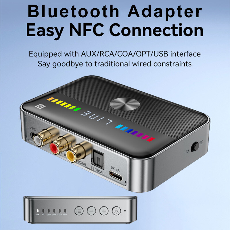 Bluetooth 5.3 Transmitter Receiver 3.5mm AUX RCA TV Home Stereo Audio Adapter US
